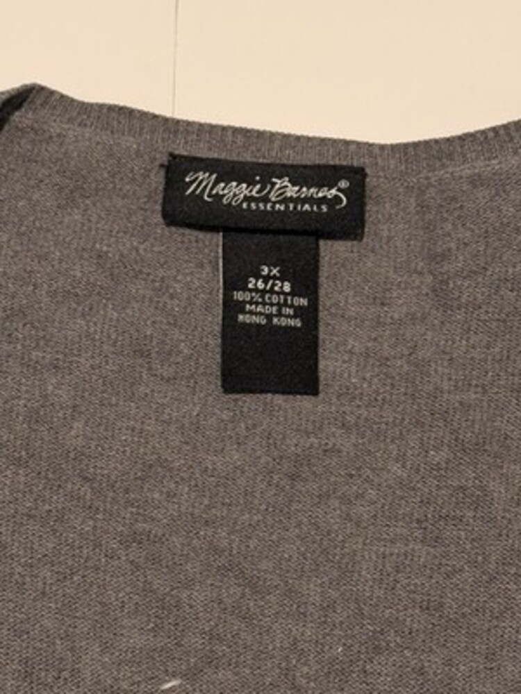 Maggie Barnes Sz 3X ,26/28 Gray Open Front Cardigan Sweater SKU228